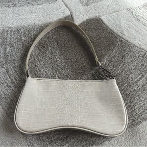 JW PEI Shoulder Bag Crocodile-Embossed Vegan Leather Silver Hardware Color Beige